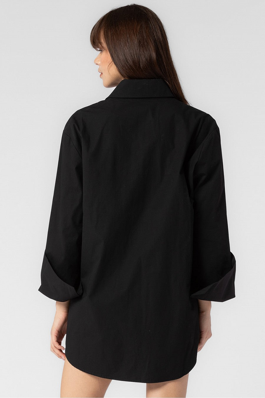 CHARLOTTE WOVEN COTTON OVERSIZED BUTTON DOWN SHIRT DRESS