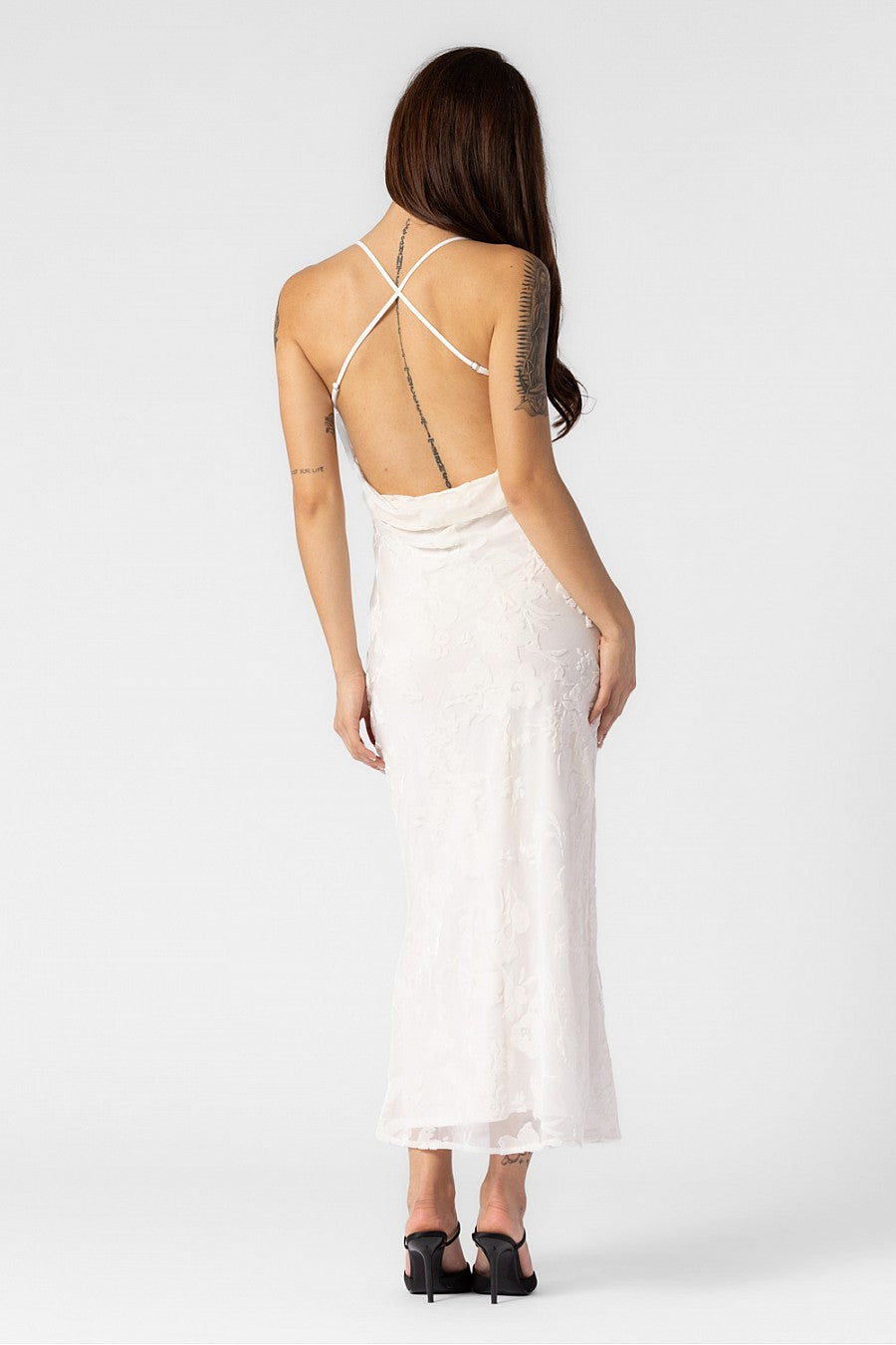 ELIZABETH FLORAL VELVET PRINT COWL NECK LONG DRESS