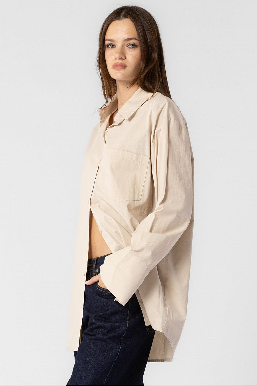 CHARLOTTE WOVEN COTTON OVERSIZED BUTTON DOWN SHIRT DRESS