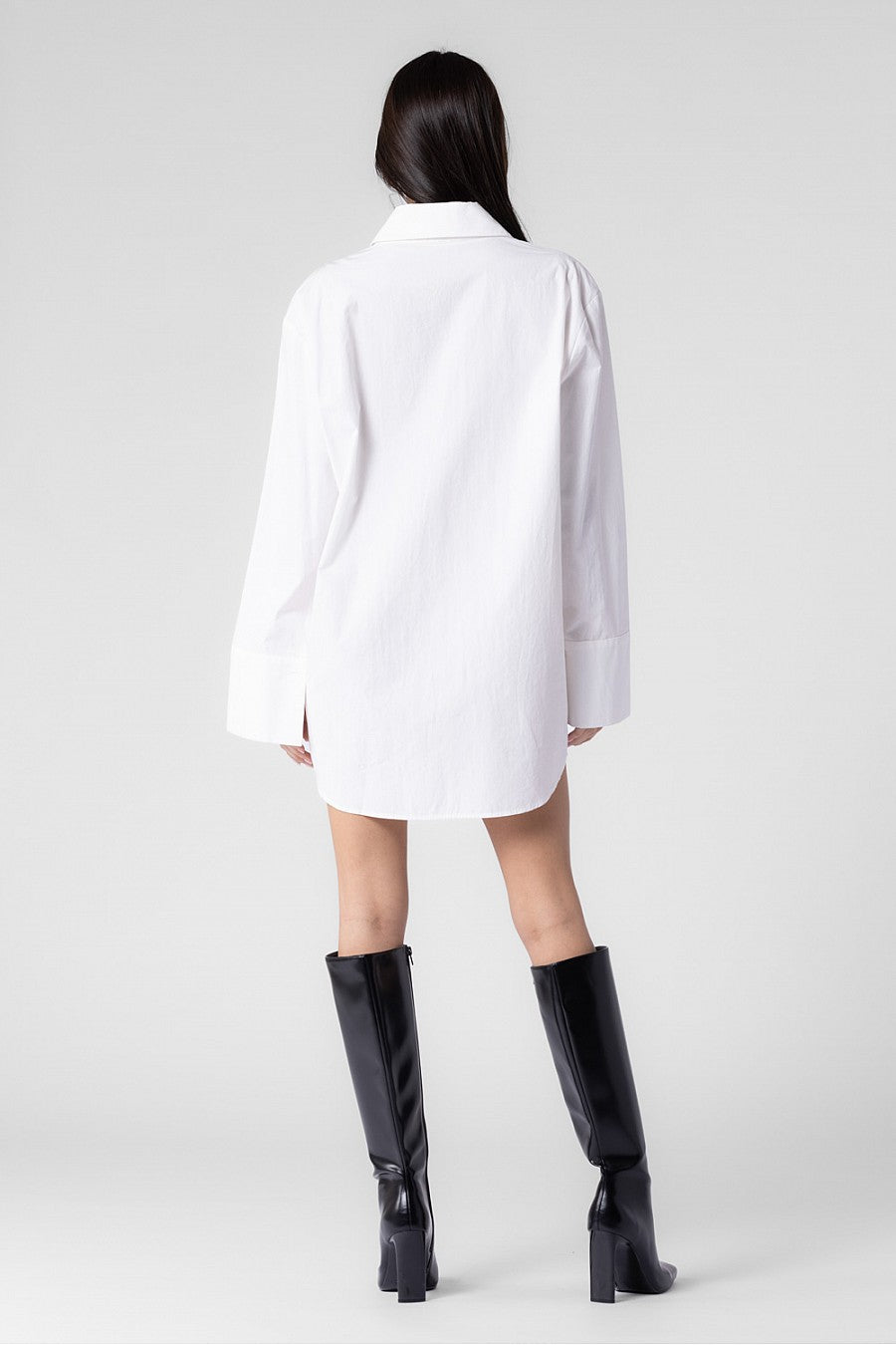 CHARLOTTE WOVEN COTTON OVERSIZED BUTTON DOWN SHIRT DRESS