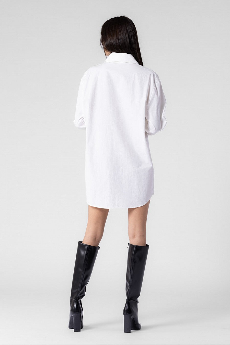 CHARLOTTE WOVEN COTTON OVERSIZED BUTTON DOWN SHIRT DRESS