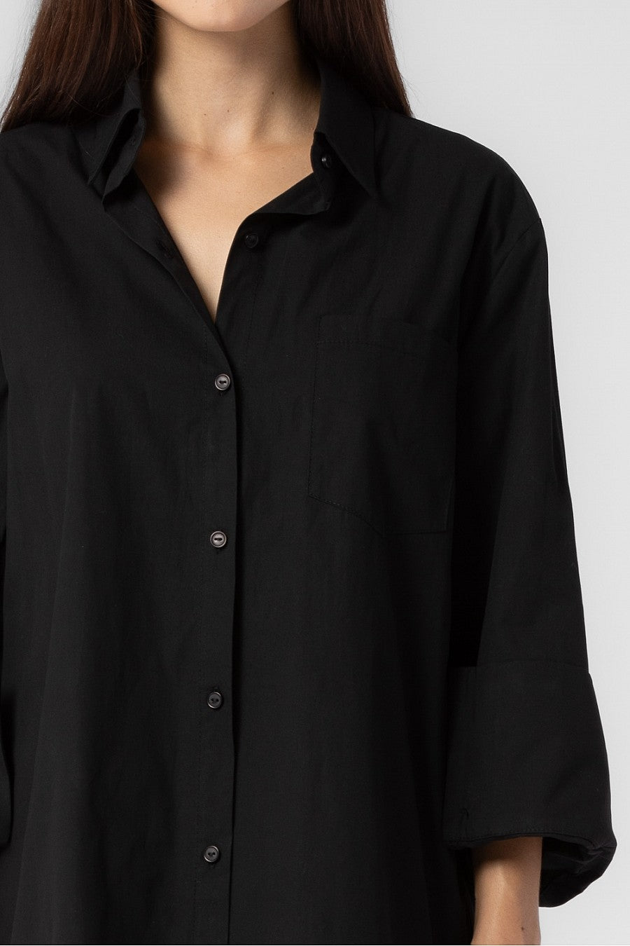 CHARLOTTE WOVEN COTTON OVERSIZED BUTTON DOWN SHIRT DRESS