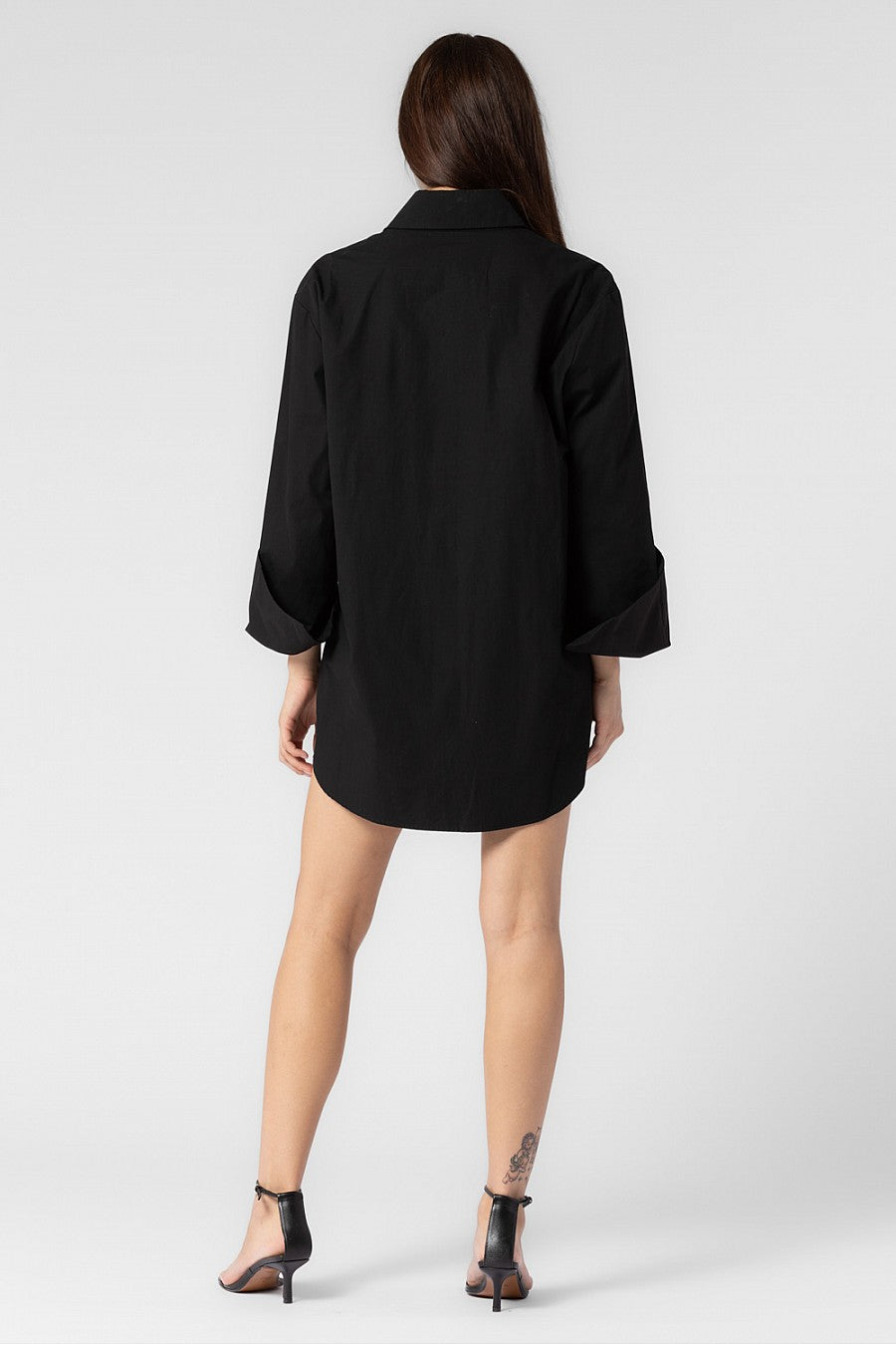 CHARLOTTE WOVEN COTTON OVERSIZED BUTTON DOWN SHIRT DRESS