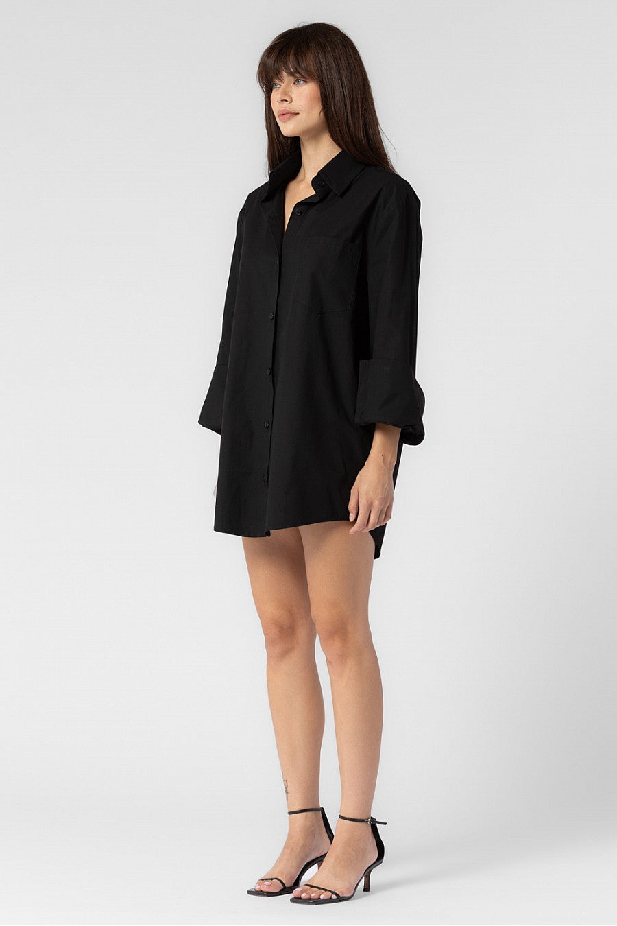 CHARLOTTE WOVEN COTTON OVERSIZED BUTTON DOWN SHIRT DRESS