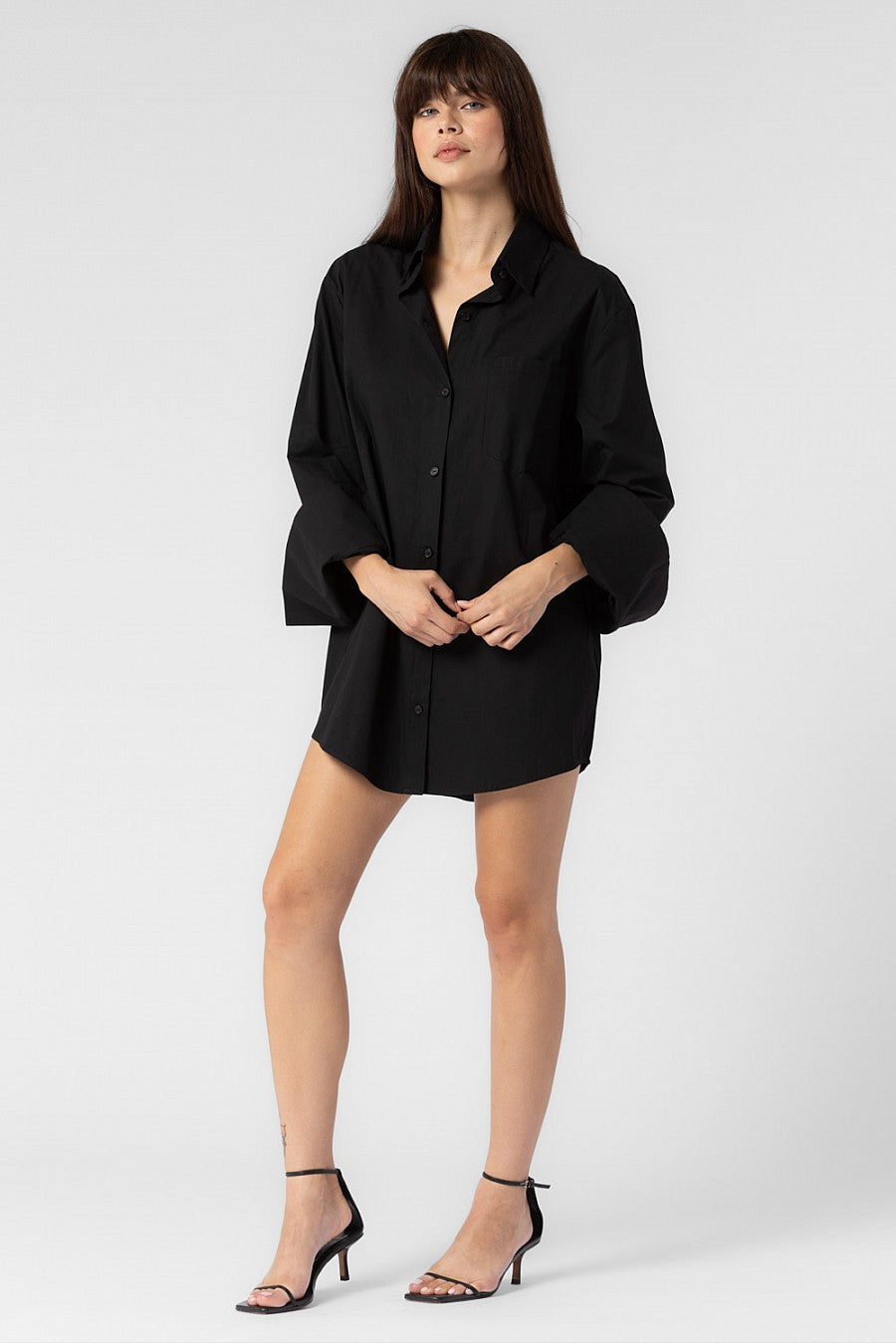 CHARLOTTE WOVEN COTTON OVERSIZED BUTTON DOWN SHIRT DRESS